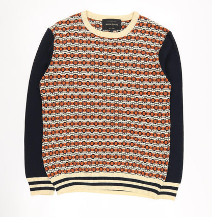 River Island Men's Multicoloured Geometric Pullover S