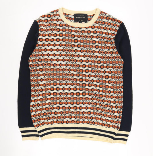 River Island Men's Multicoloured Geometric Pullover S