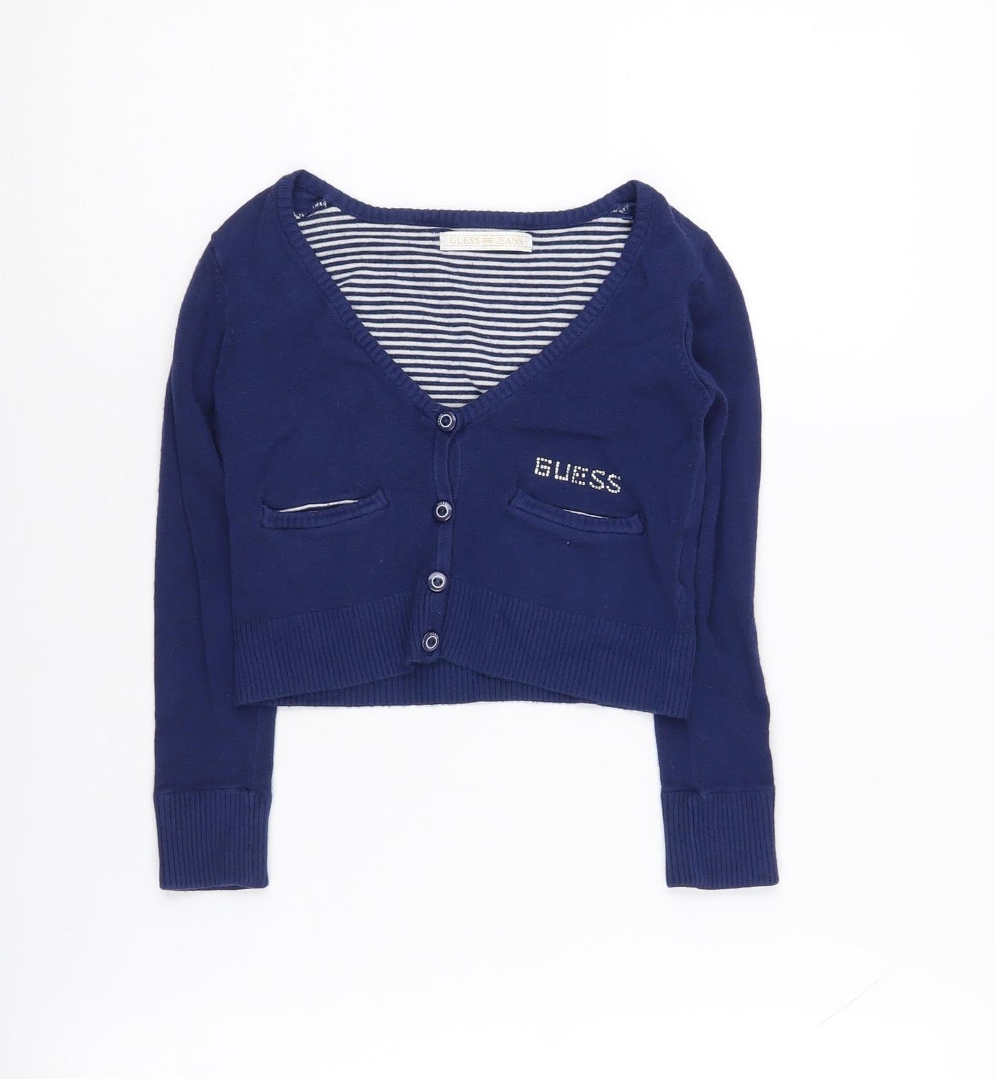 Guess Blue Girls Cardigan Long Sleeve Viscose Blend Size 4