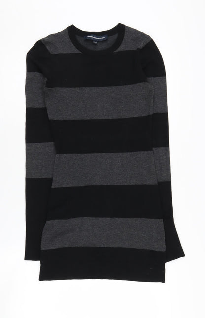 French Connection Women Black Striped Knit Dress Size 6