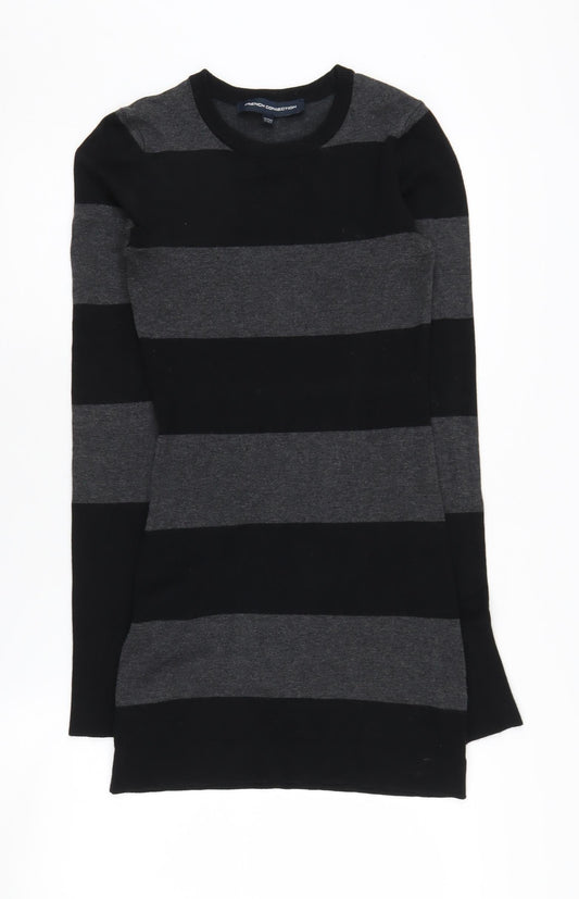 French Connection Women Black Striped Knit Dress Size 6