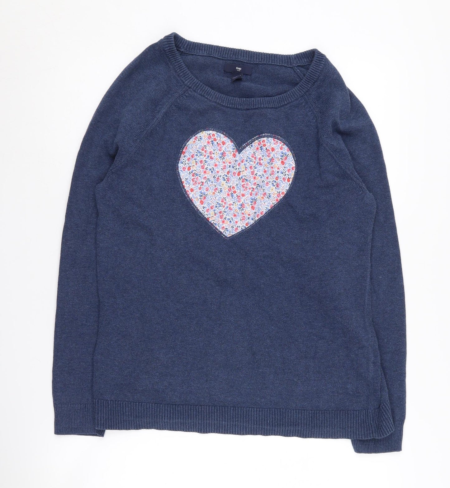 Gap Women's Blue M Heart Pullover Jumper Casual