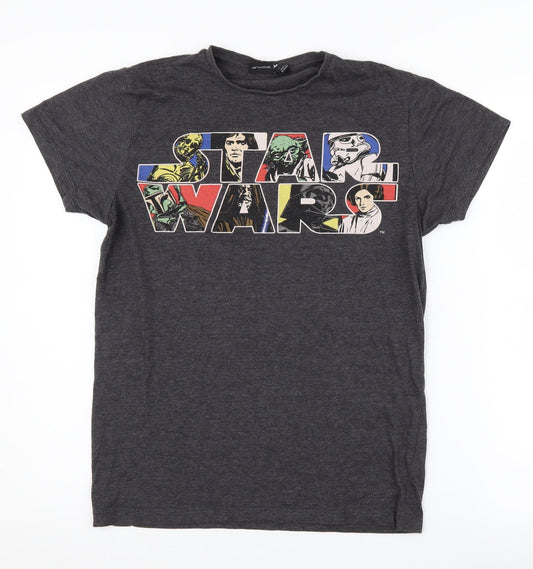 Star Wars Men's Grey Graphic T-Shirt Size S