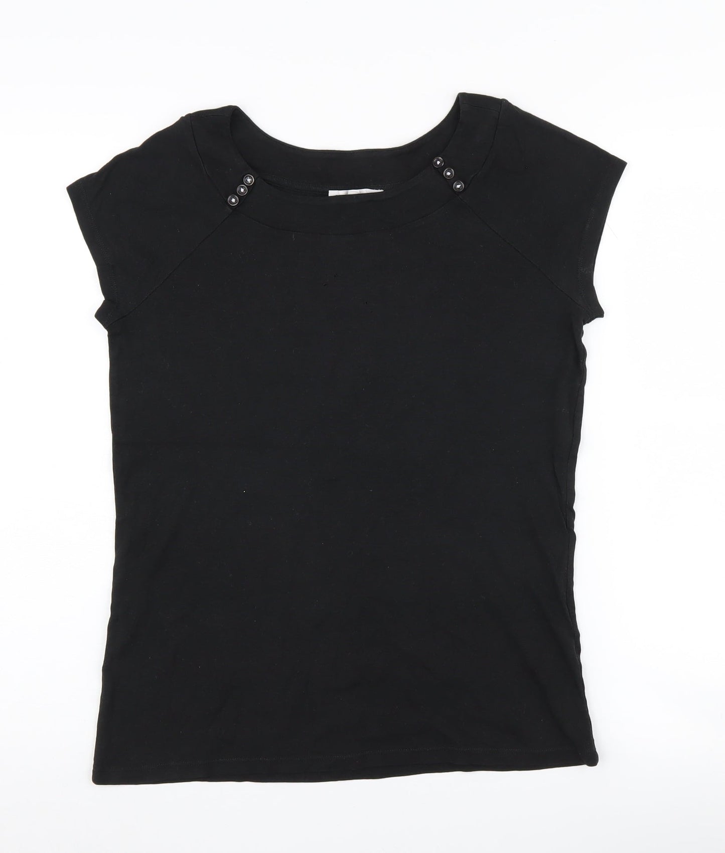 Laura Ashley Women's Black Boat Neck T-Shirt Size 14