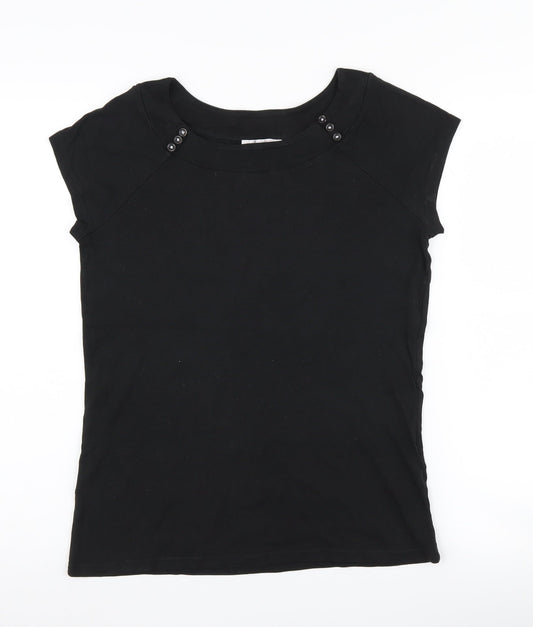 Laura Ashley Women's Black Boat Neck T-Shirt Size 14