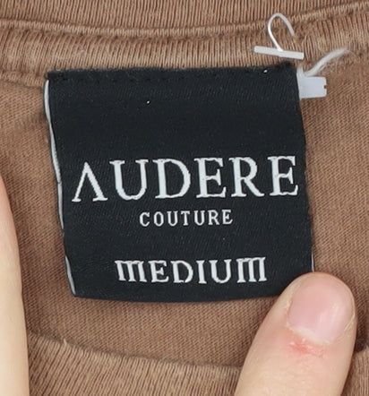 AUDERE COUTURE Men's Brown Crew Neck T-Shirt M