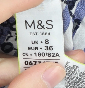 Womens UK Size 8 Marks and Spencer Blue  T-Shirt