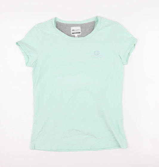 Champion Women's Green Crew Neck T-Shirt - Size M