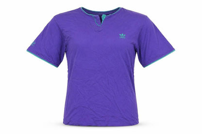Front view of Adidas unisex purple henley t-shirt, size 12