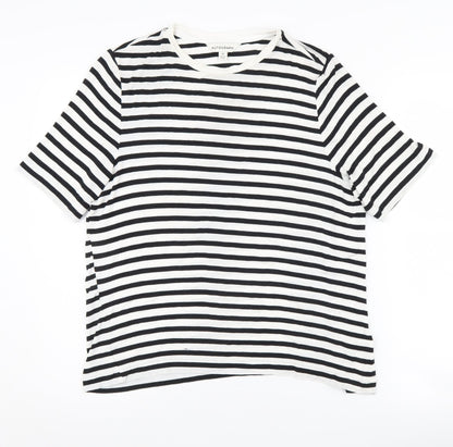 Marks & Spencer Women's Black Striped T-Shirt Size 10