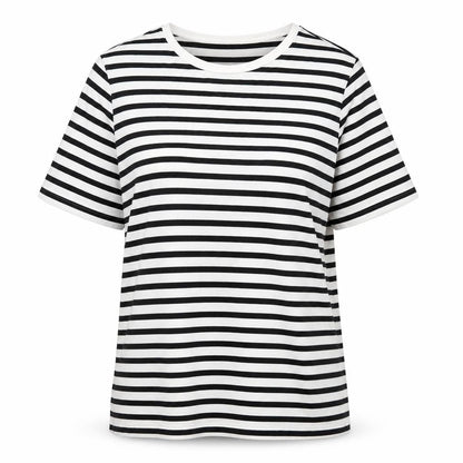 Marks & Spencer Women's Black Striped T-Shirt Size 10