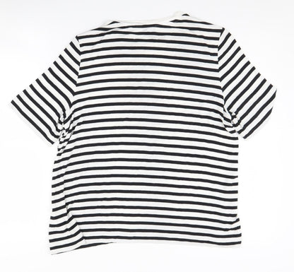 Marks & Spencer Women's Black Striped T-Shirt Size 10
