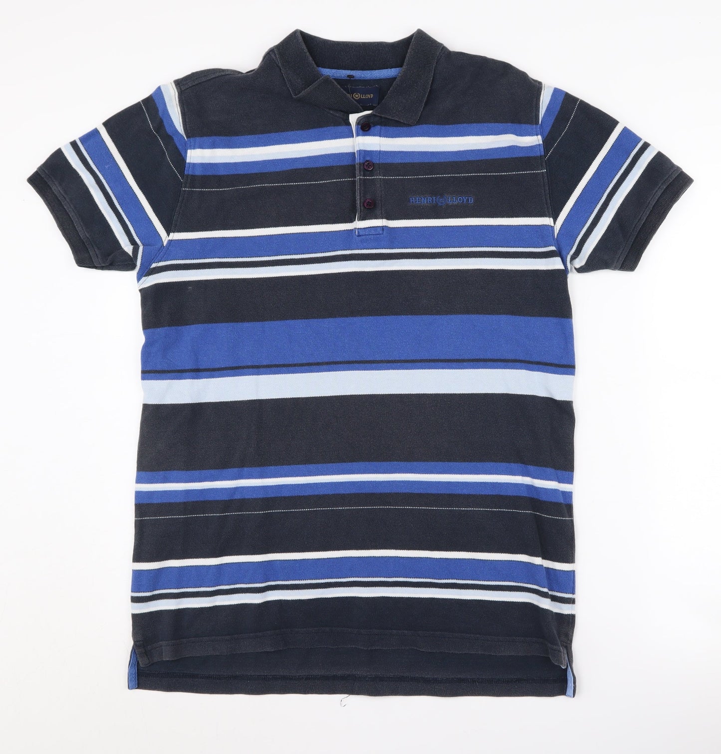 Henri Lloyd Men's Blue Striped Polo Shirt L
