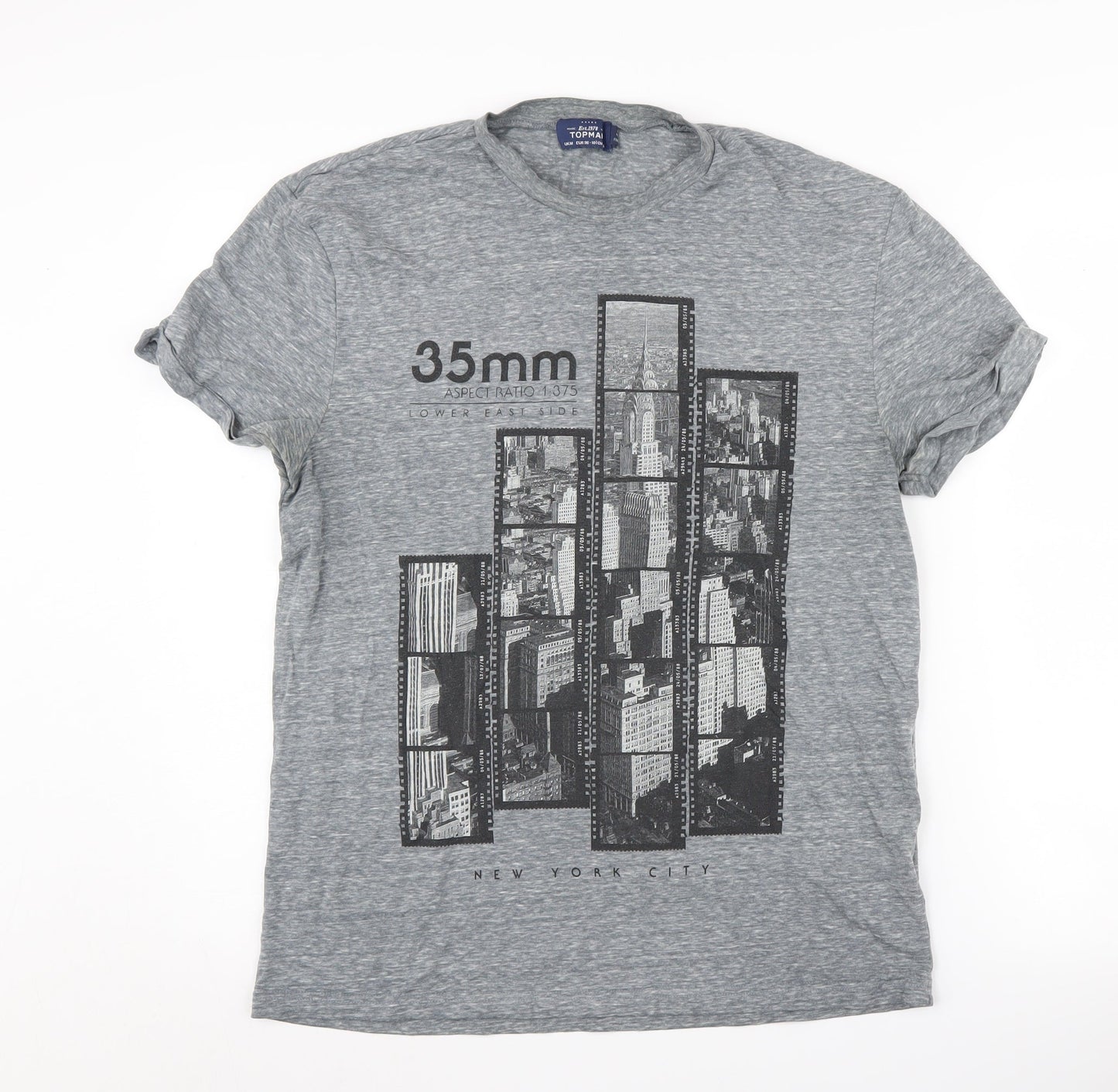 Topman Men's M Grey Graphic City Print Tee