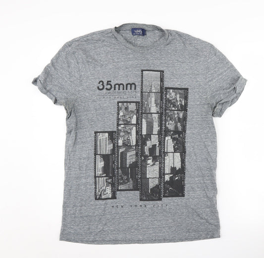 Topman Men's M Grey Graphic City Print Tee
