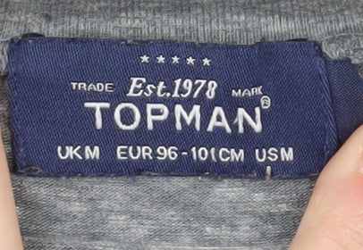 Topman Men's M Grey Graphic City Print Tee