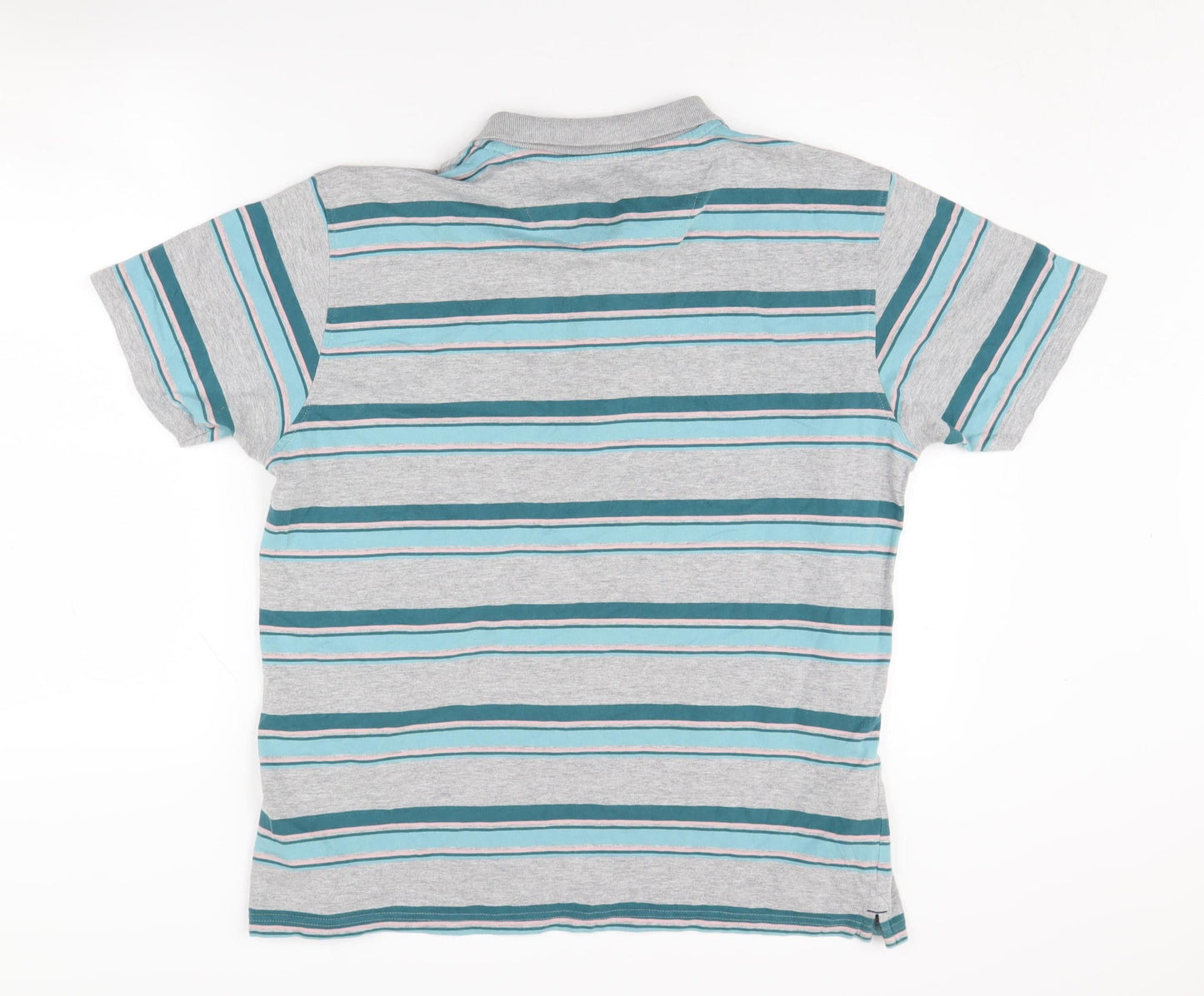 James Pringle Men's Grey Striped Polo Shirt L