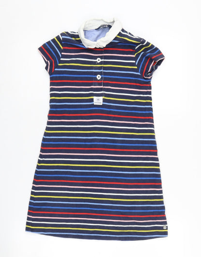 Maine New England Girls Striped Collared T-Shirt Dress, 9-10 Yrs