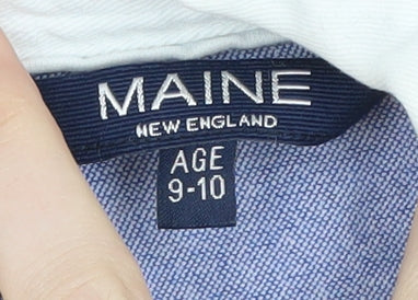 Maine New England Girls Striped Collared T-Shirt Dress, 9-10 Yrs