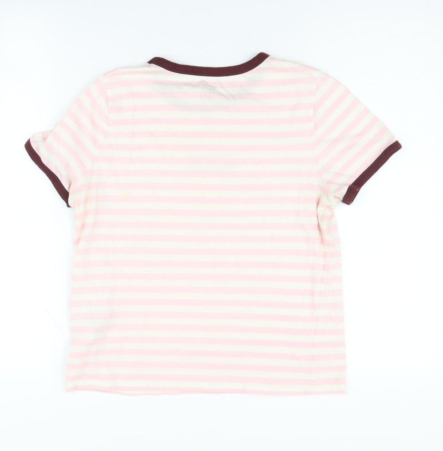 Womens UK Size M VANS Pink Ringer T-Shirt
