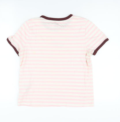 Womens UK Size M VANS Pink Ringer T-Shirt
