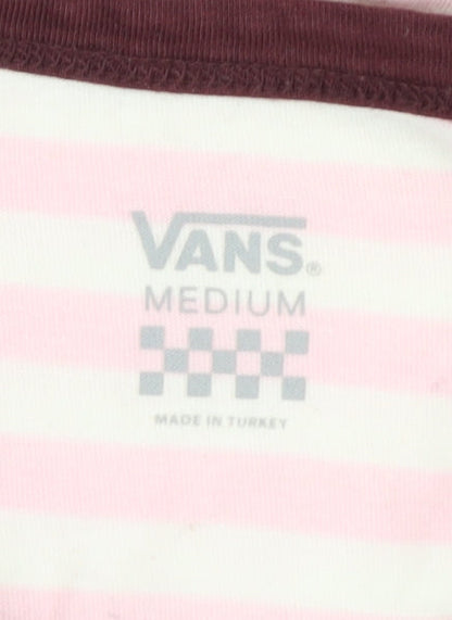Womens UK Size M VANS Pink Ringer T-Shirt