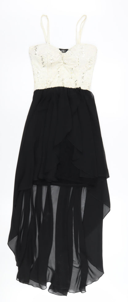 KIAH Women's Black Ivory Slip Dress Size 8