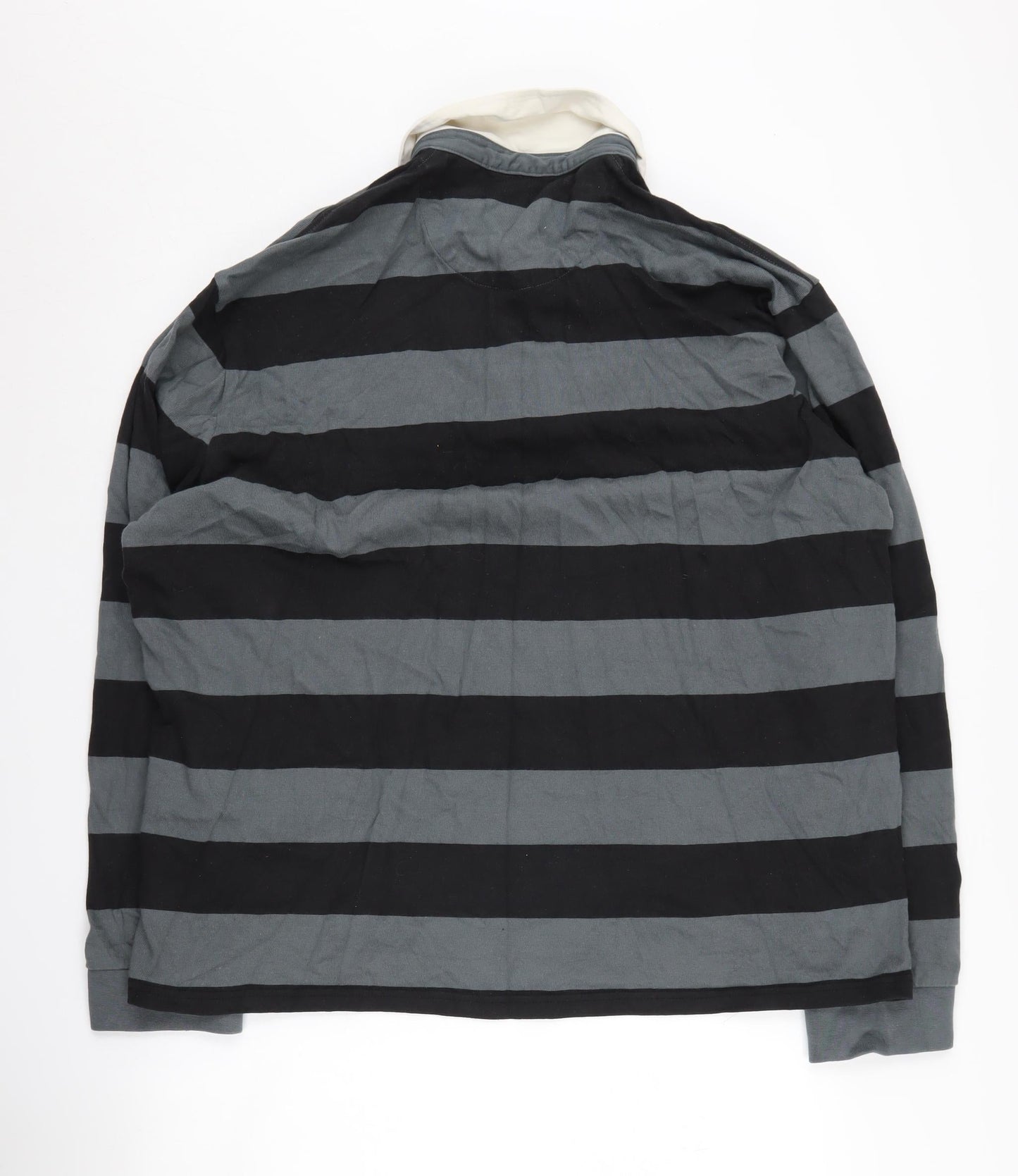 NEXT Men's Black Striped Polo XL Cotton