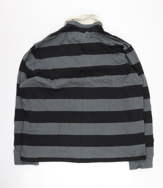 NEXT Men's Black Striped Polo XL Cotton