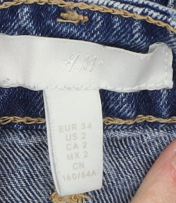 H&M Women's Blue Cut-Off Denim Shorts, Size 6