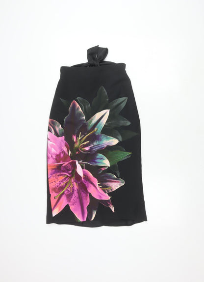 Oasis Women's Black Tulip Skirt Size 8 Floral Bow
