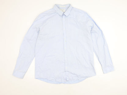 Racing Green Men's Blue Cotton Button-Up Shirt 17.5