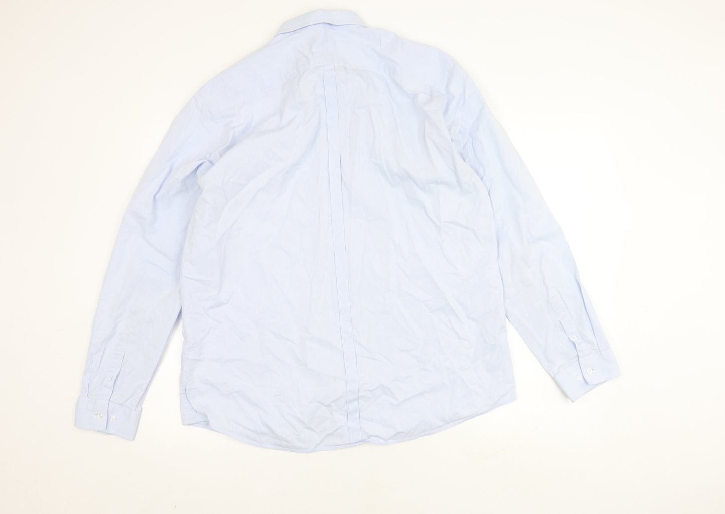 Racing Green Men's Blue Cotton Button-Up Shirt 17.5