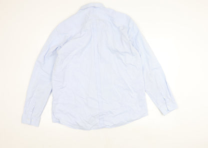 Racing Green Men's Blue Cotton Button-Up Shirt 17.5