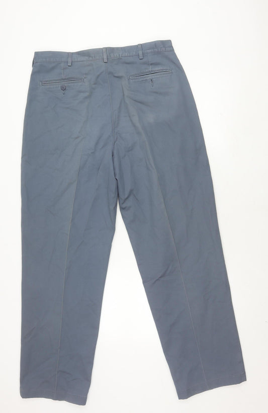 Lands' End Men's Grey Chino Trousers Size L Straight Fit