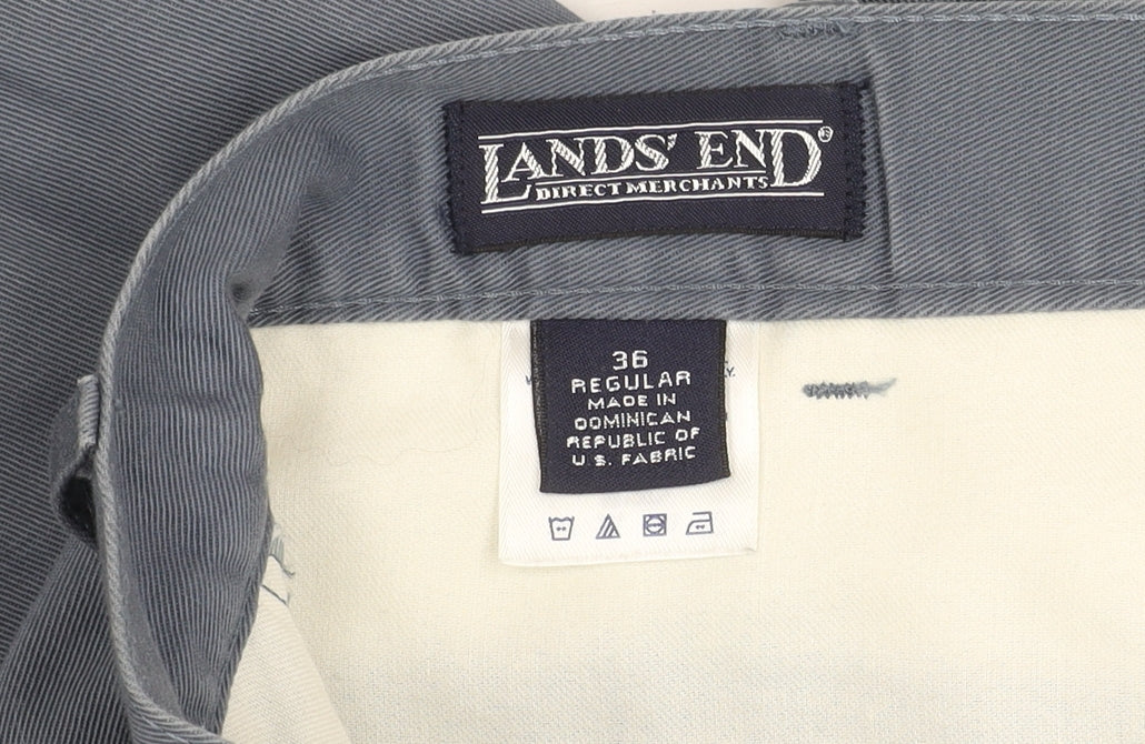Lands' End Men's Grey Chino Trousers Size L Straight Fit