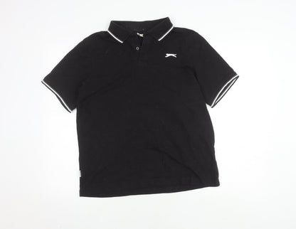 Slazenger Men's Black Polo Shirt M Short Sleeve