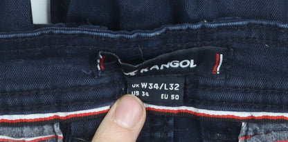 Kangol Men's Blue Chino Trousers 34 Regular Fit