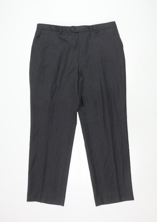 Greenwoods Elite Men's Black Wool Trousers Size L