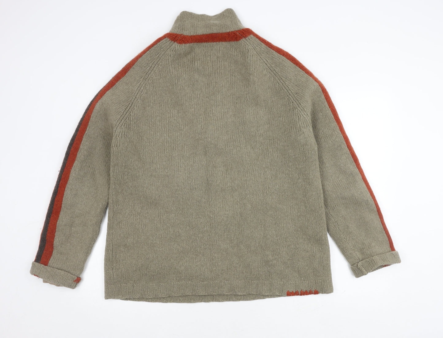 White Stuff Men's Beige Wool Full Zip Jumper XL