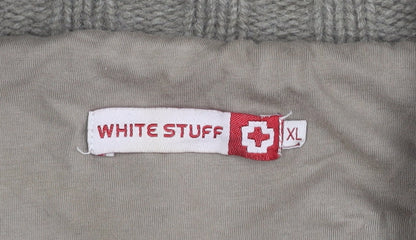 White Stuff Men's Beige Wool Full Zip Jumper XL
