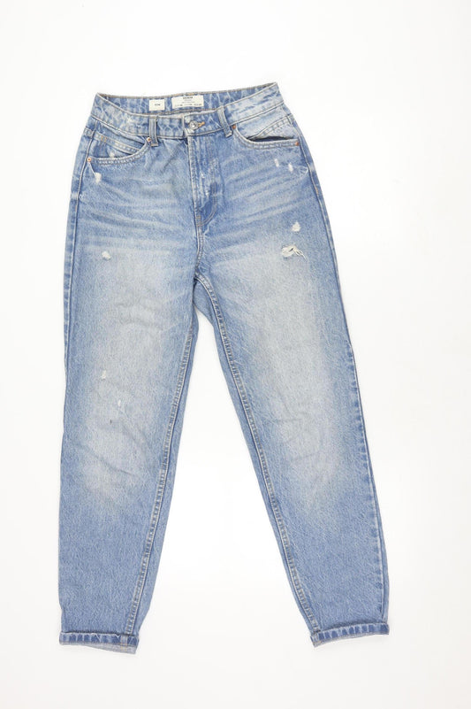 Bershka Women's Blue Distressed Mom Jeans Size 8