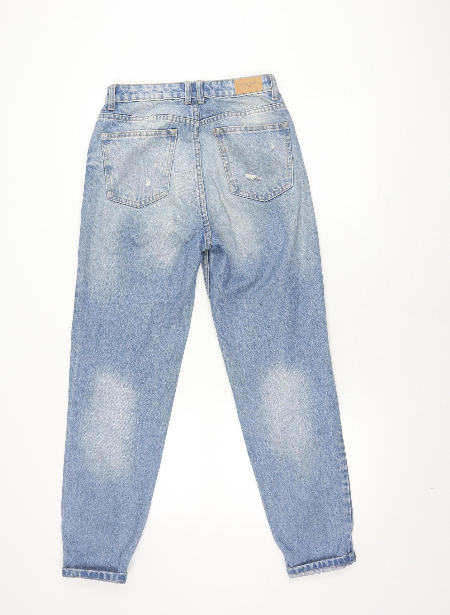 Bershka Women's Blue Distressed Mom Jeans Size 8