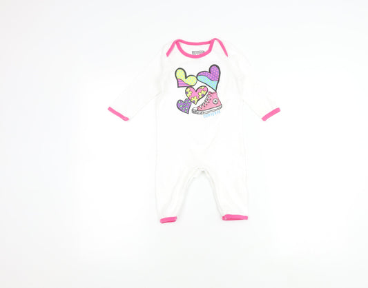 Converse Unisex White Babygrow, 9-12 Months
