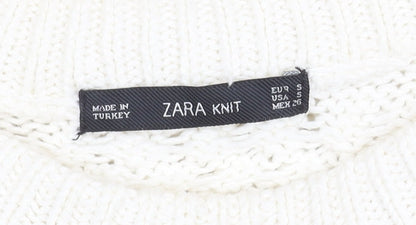 Womens UK Size S Zara Knit Ivory Pullover Jumper