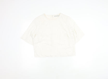 Abercrombie & Fitch Women's Ivory Blouse, S, 3/4 Sleeve, Button