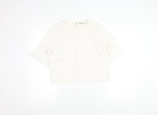 Abercrombie & Fitch Women's Ivory Blouse, S, 3/4 Sleeve, Button