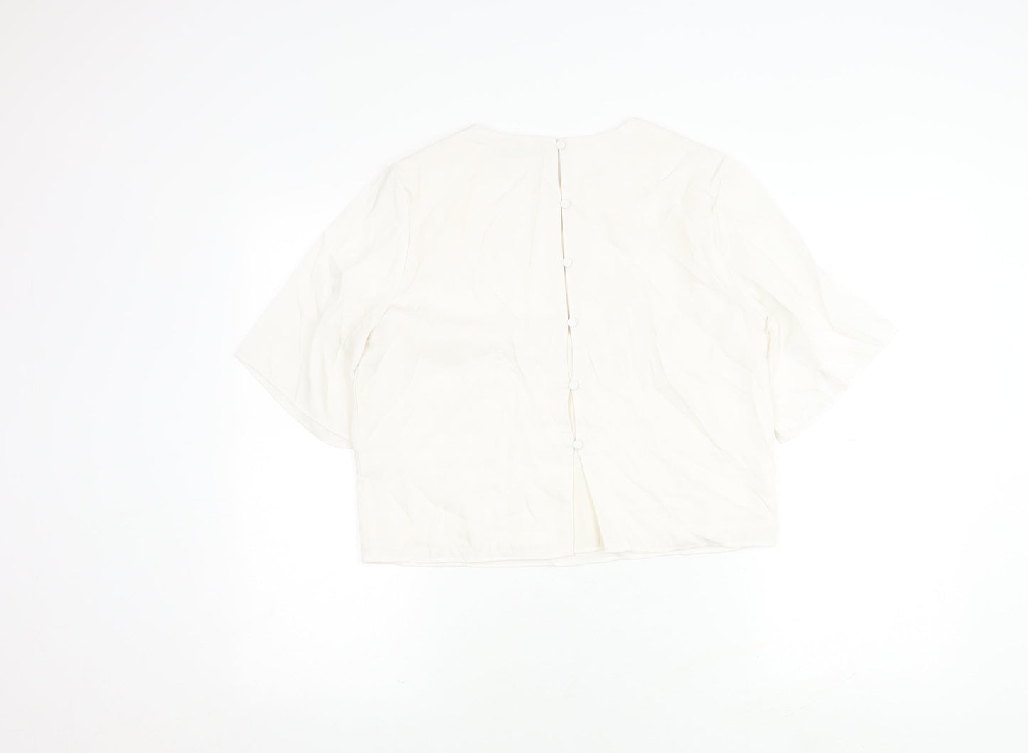 Abercrombie & Fitch Women's Ivory Blouse, S, 3/4 Sleeve, Button