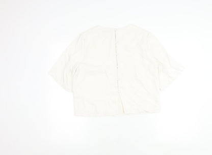 Abercrombie & Fitch Women's Ivory Blouse, S, 3/4 Sleeve, Button