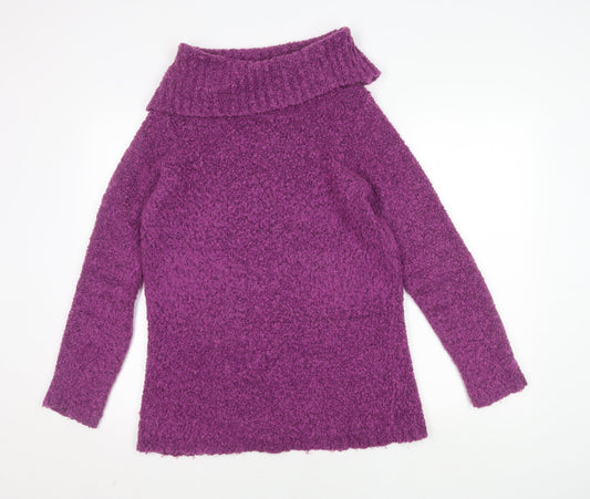 EWM Women's Purple Cowl Neck Pullover S